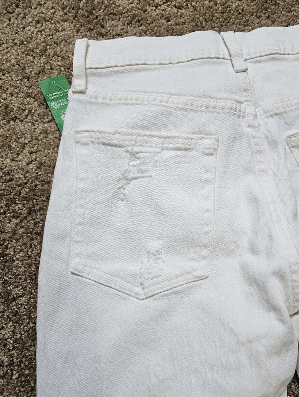 GAP Women's High-Rise Ivory Straight Leg Jeans - Picture 12 of 13